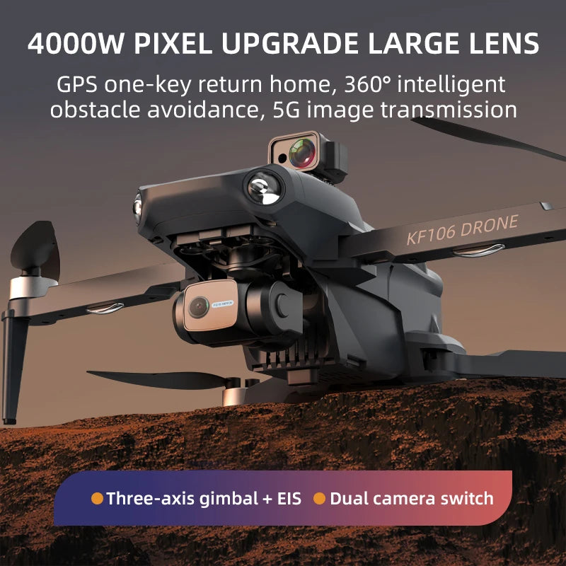 Professional KF106 DRONE - 3-Axis Gimbal 1080p Camera