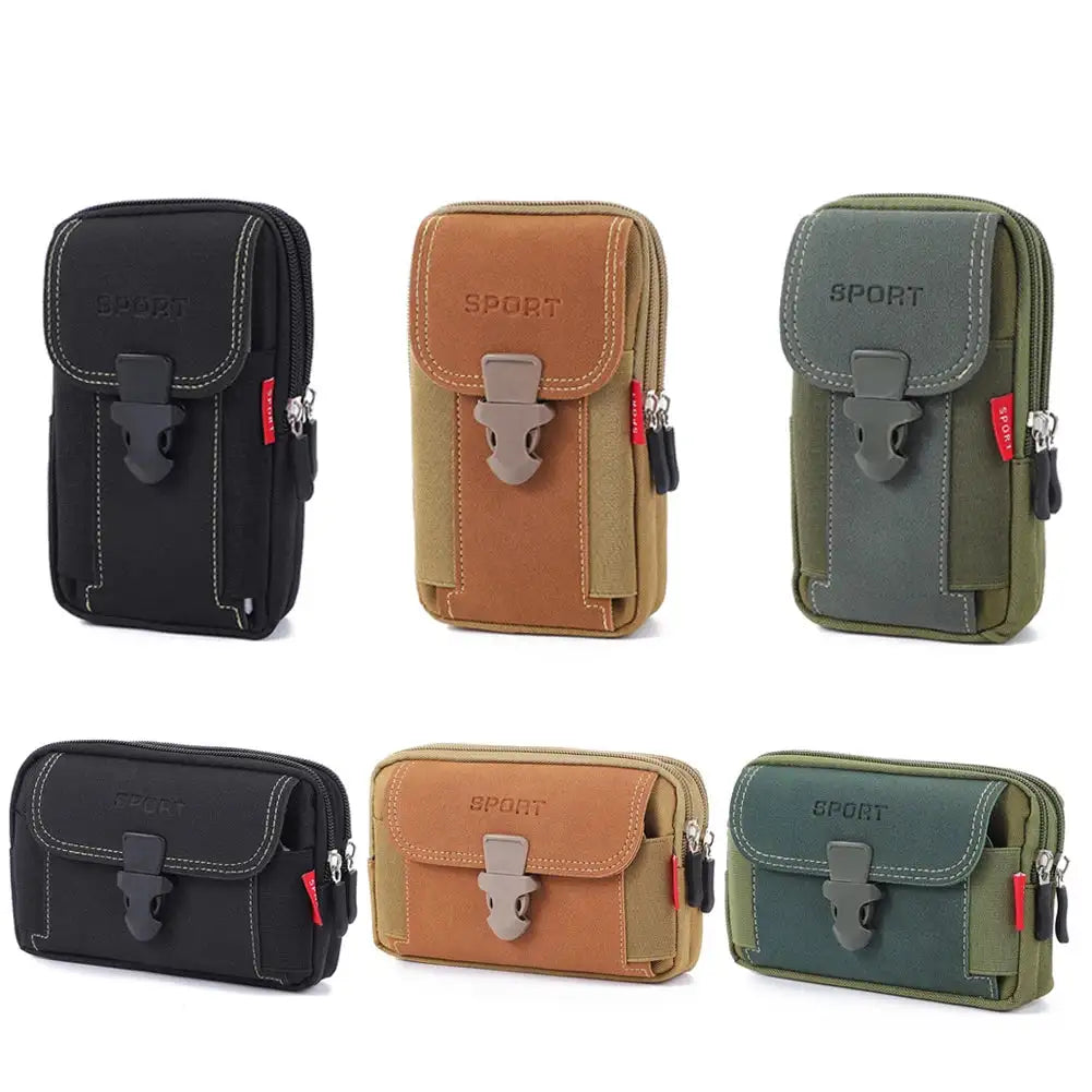Men Canvas Running Pouch Waist Bag Travel Phone Pocket