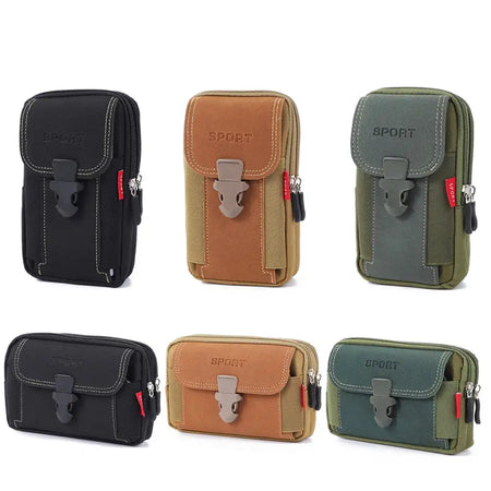 Men Canvas Running Pouch Waist Bag Travel Phone Pocket