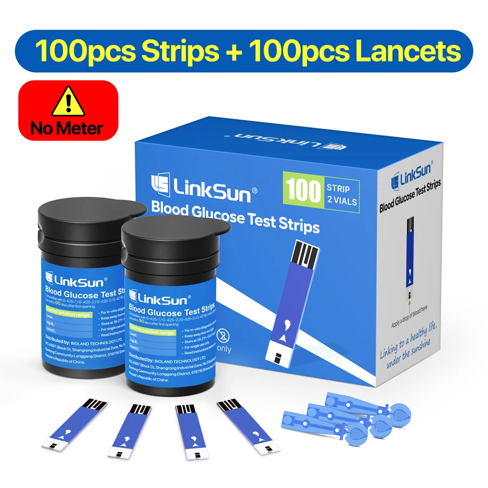 LinkSun G-425-3 &ndash; Blood Glucose Test Kit With Strips 100 Strips Lancets / CHINA