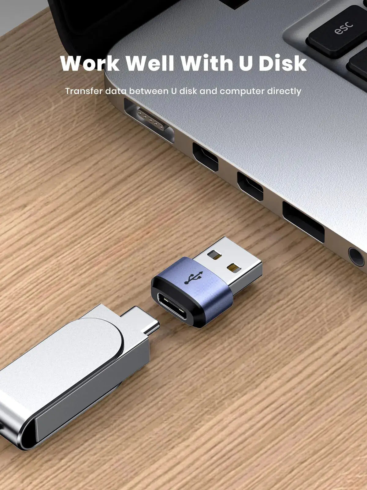 TOPK AT13 USB C to USB Male Adapter USB Female (Type-C) to USB 2.0 Male (USB-A) Fast Charging & Data Sync OTG Adapter Connector by InterCyprus Trading Ltd