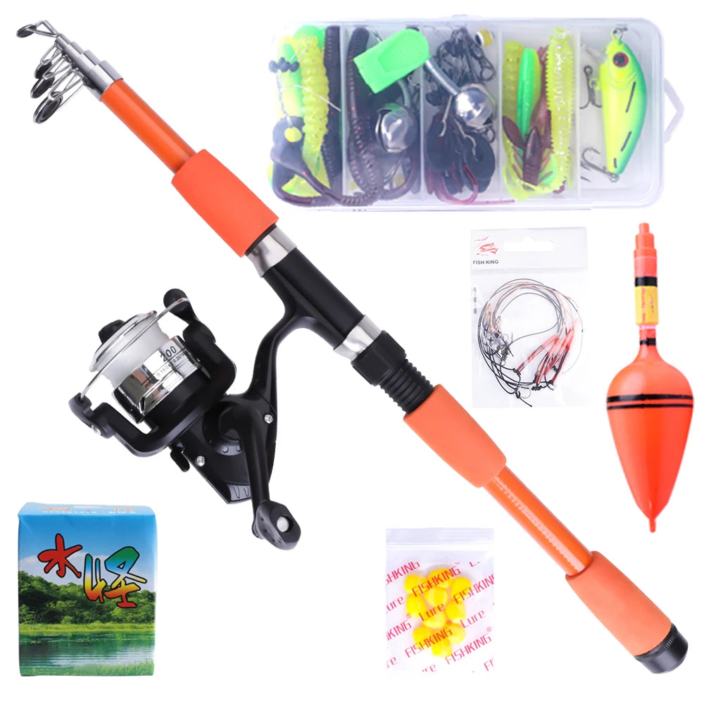 FISH KING Telescopic Fishing Rod Reel Combo - Carbon Fiber, Portable Kit