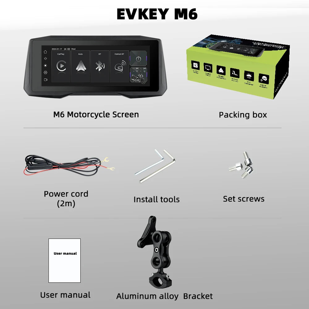 EKIY 7 Inch Wireless CarPlay Moto Android Auto &ndash; Portable Digital Motorcycle GPS Navigation M6