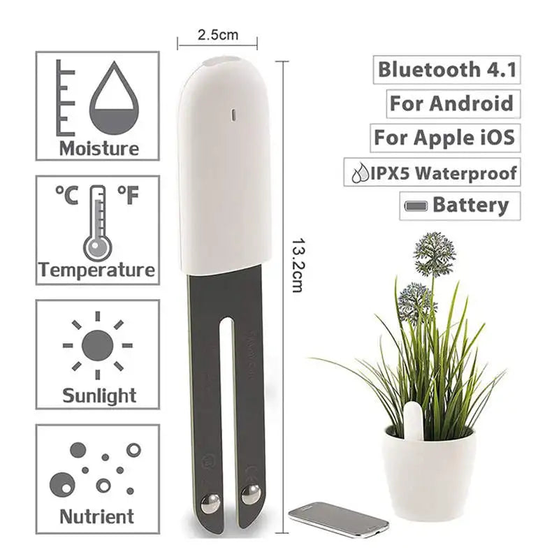Tester di Umidità del Suolo Npk Smart Alimentato a Sole Monitor di Cura delle Piante