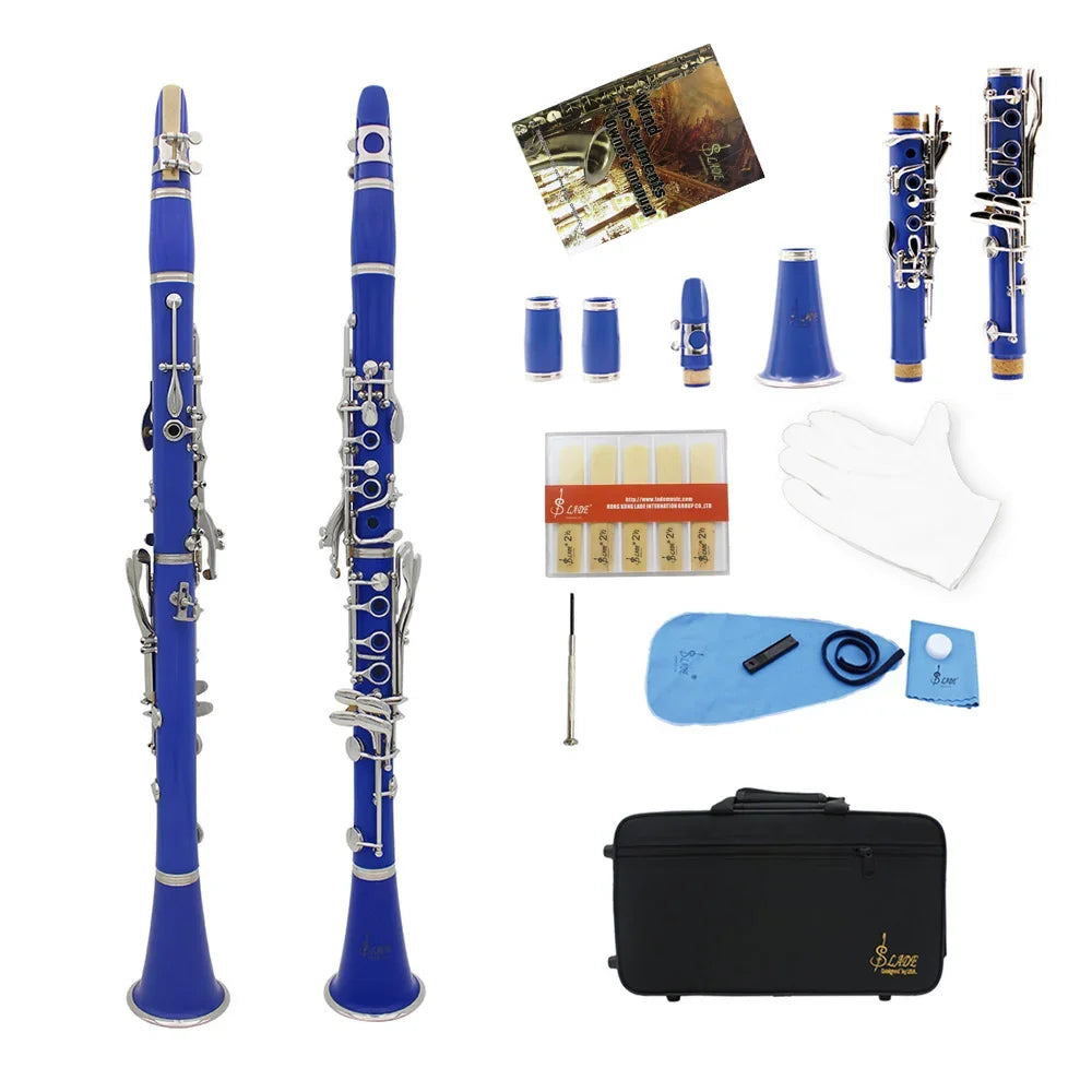 SLADE Bb 17 Keys Bakelite Clarinet &ndash; Includes Box Reed Azure Blue
