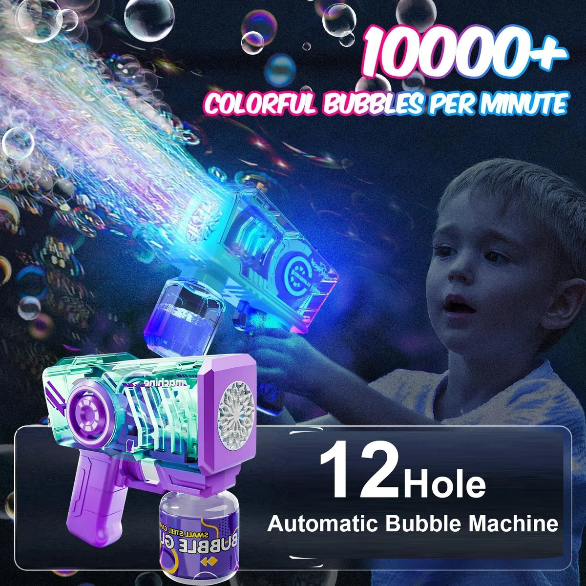 12 Holes Electric Bubble Gun &ndash; Full Automatic Fun for Kids