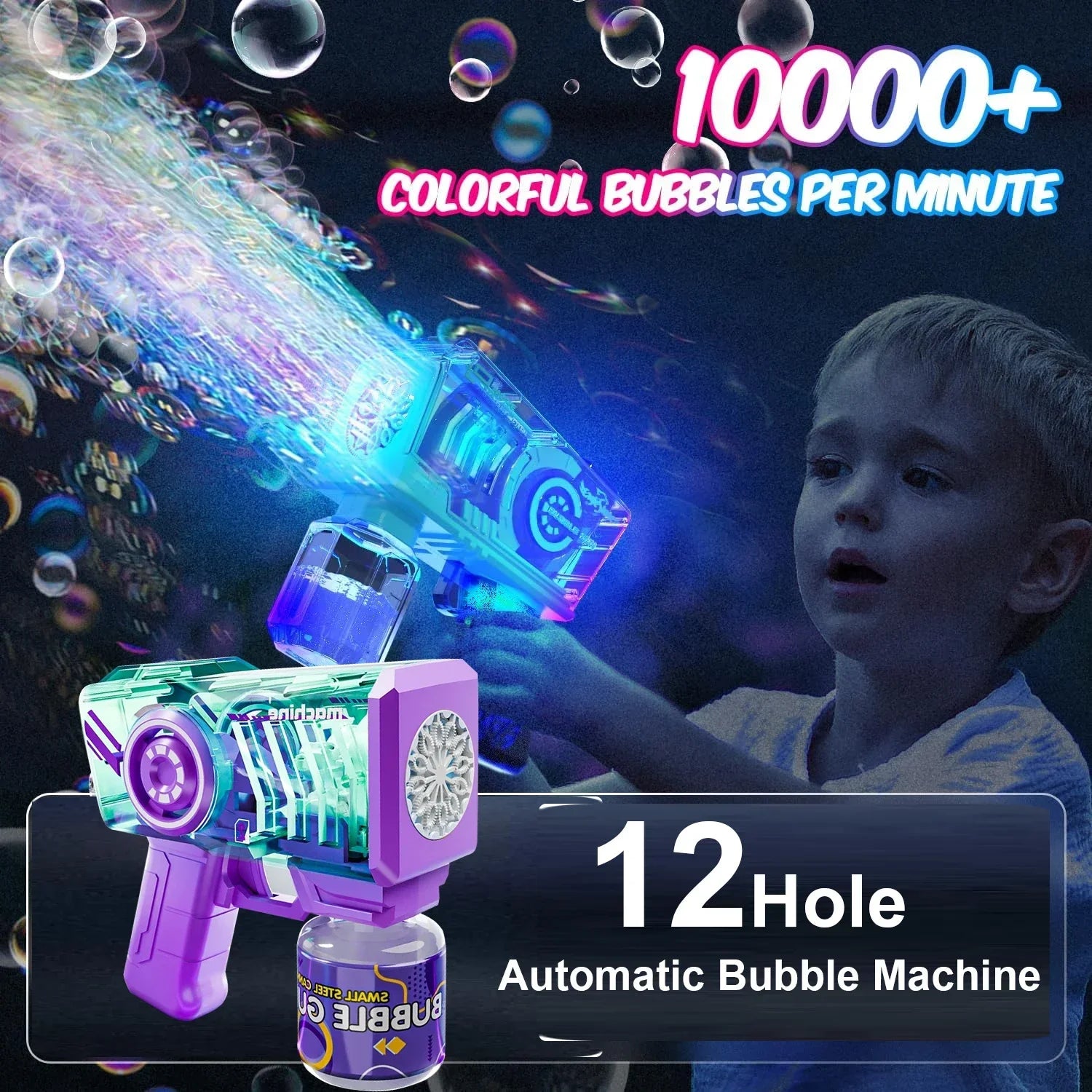 12 Holes Electric Bubble Gun &ndash; Full Automatic Fun for Kids