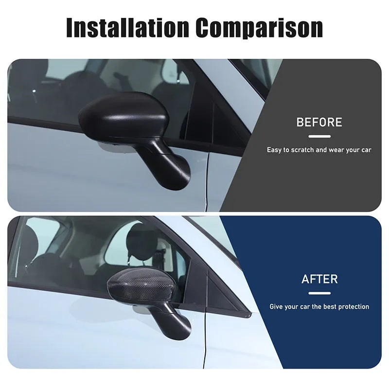 Real Carbon Fiber Exterior Mirror Covers Fiat 500 2010 2024