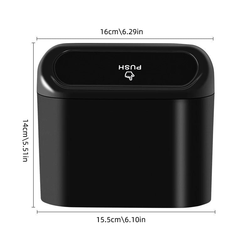 Bilskräpkorg med trycköppningslock, ABS-plast, platsbesparande organisatör