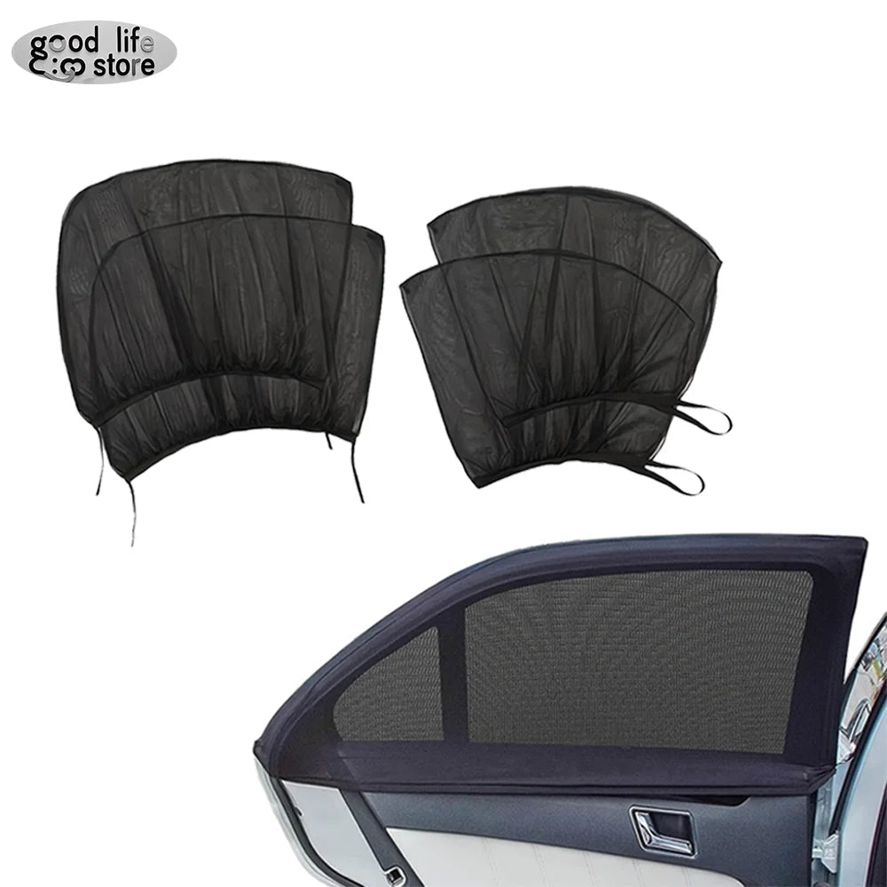 Universal 4-Piece Car Window Mosquito Net Sunshade