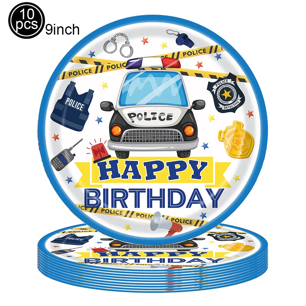 Police-Themed Birthday Party Balloon Supplies for Boys