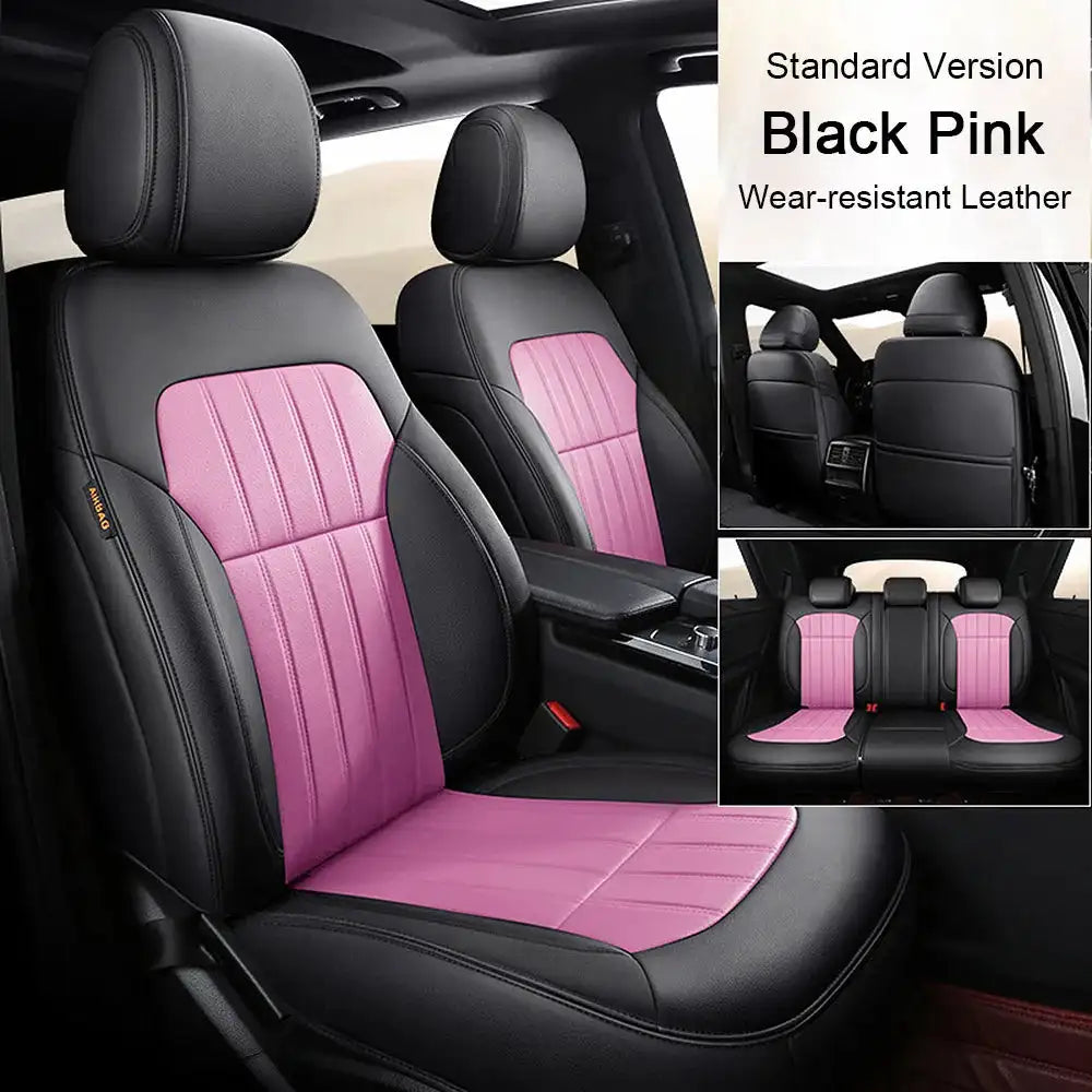 Custom Fitted Faux Leather Seat Covers For Audi A4 B8 8K Black Pink / CHINA
