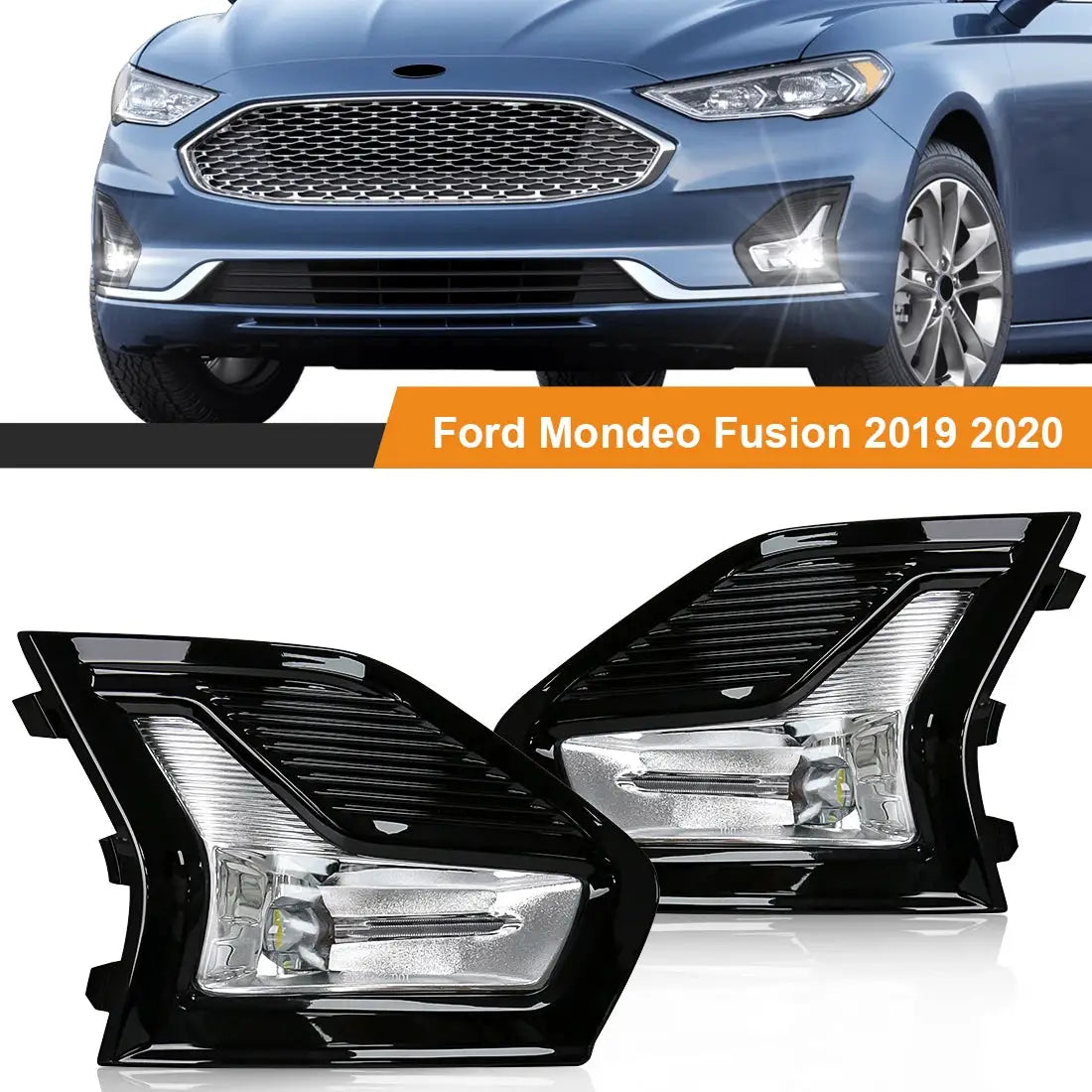 Led Fog Lamps For Ford Mondeo Fusion 2019 2020 Daytime Running Light DRL Car Front Driving Daylight Covers Frame Wire Switch 12V by InterCyprus Trading Ltd
