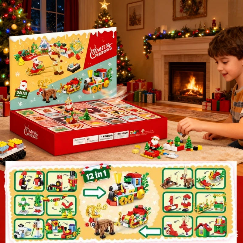 Julkalender med bilklossar, 4 stilar presentask smyckeset inkluderar armband, halsband, örhängen