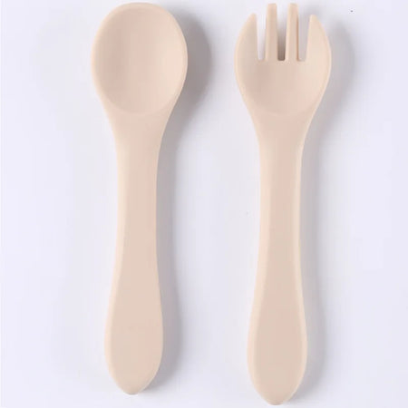 CZSAE Silicone Baby Spoon Set &ndash; Soft and Safe Feeding Solution Beige