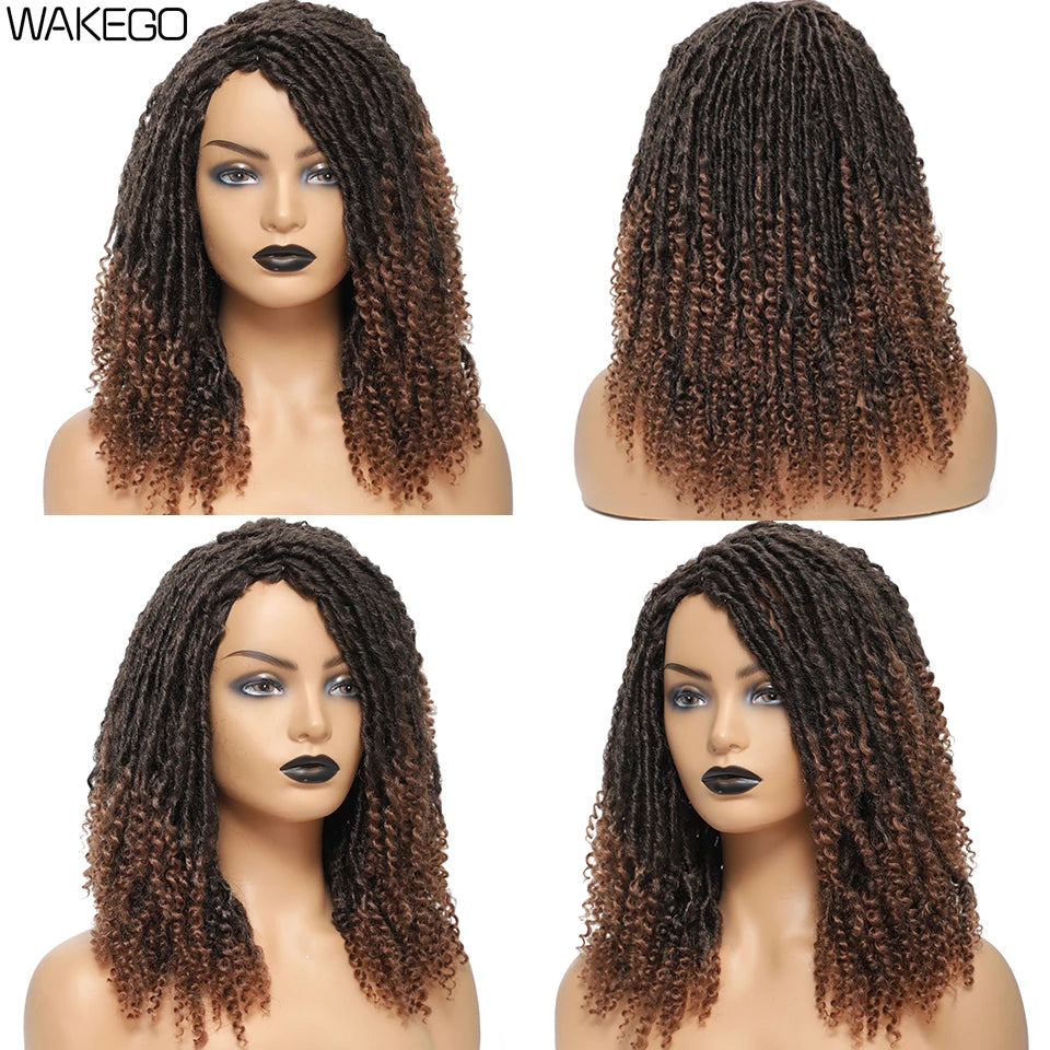 Wakego Goddess Faux Locs Short Dreadlock Wig with Curly Ends for All 1B 30 Color / 12INCHES