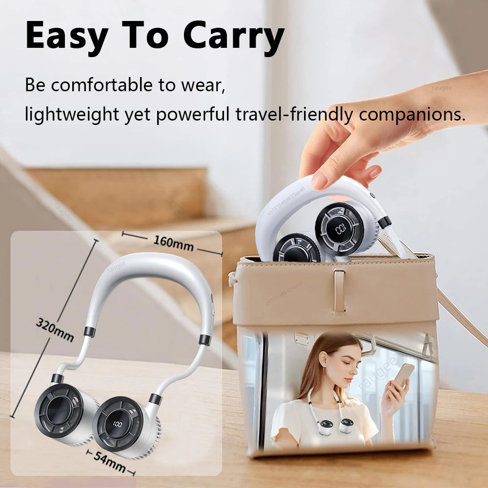 Raugee Portable Neck Fan USB Rechargeable &ndash; Four Speeds
