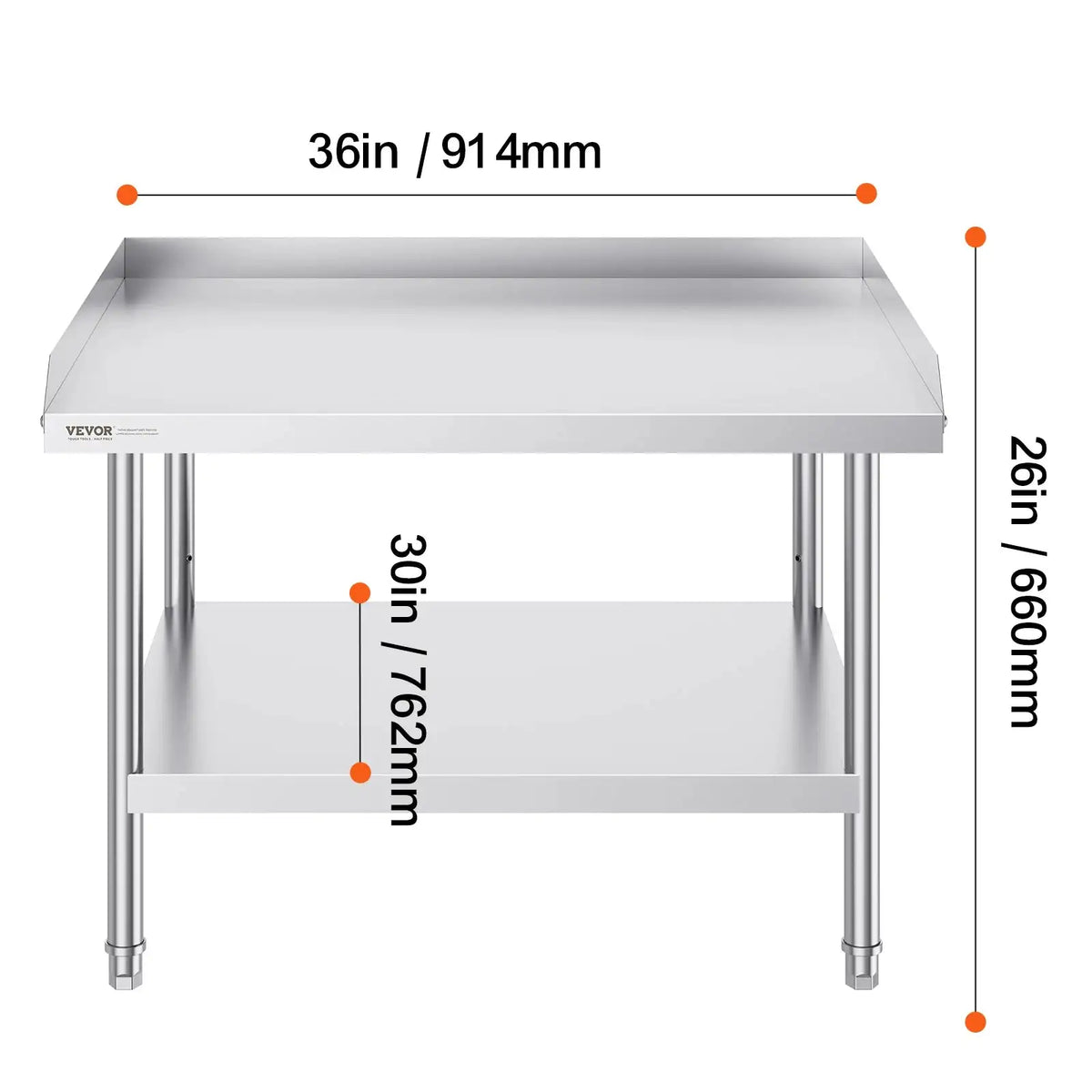 Stainless Steel Work Table Adjustable Height 30 x 36 in / spain