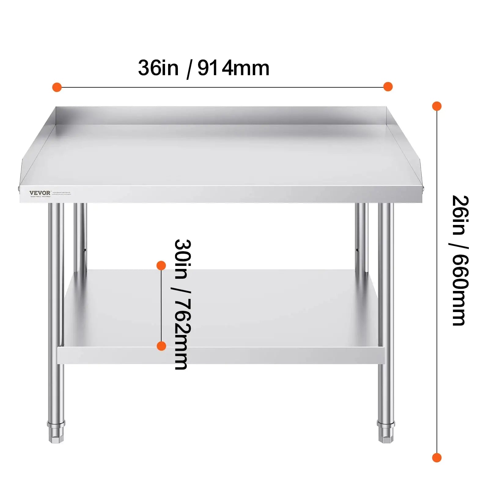 Stainless Steel Work Table Adjustable Height 30 x 36 in / spain