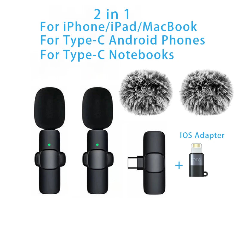 Buy Wireless Lavalier Microphone - Portable, Dynamic &amp; Omnidirectional 2in1TypeC-IOSAdapter