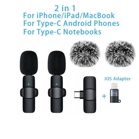 Buy Wireless Lavalier Microphone - Portable, Dynamic &amp; Omnidirectional 2in1TypeC-IOSAdapter