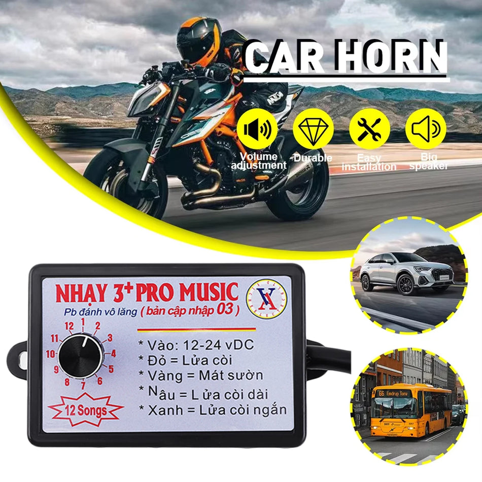 Universal Horn Relay 12-24V for All Vehicles, 8/12 Tones