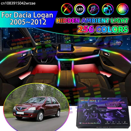 For Dacia Logan 2005~2012 MK1 L90 U90 F90 RGB Car Interior Ambient Lights Strips Breathing Lighting Kit App Control LED strips by InterCyprus Trading Ltd