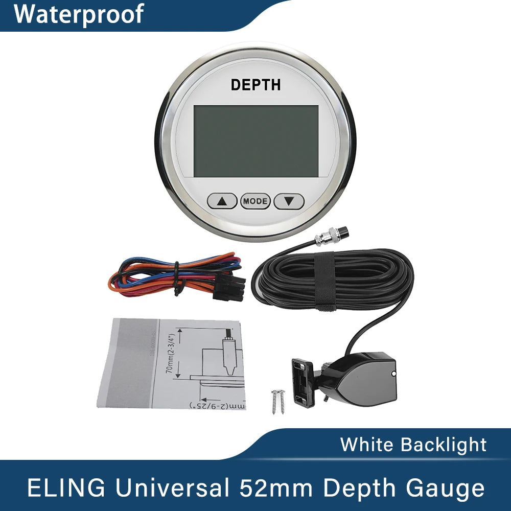 ELING 52mm Digital Depth Gauge Indicator &ndash; With Transducer WS
