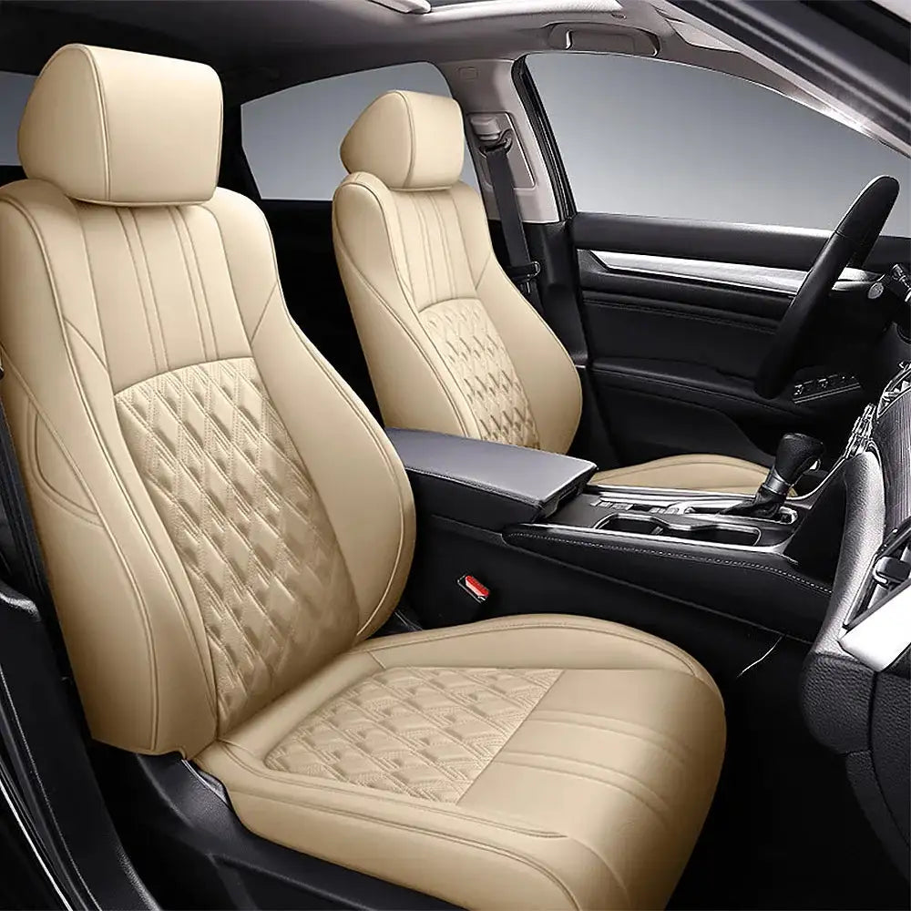 Honda Accord X Faux Leather Full Coverage Custom Seat Covers beige / CHINA