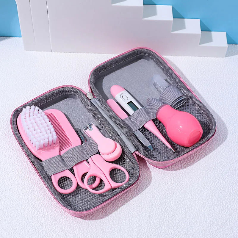 Baby Care Kit: Comprehensive Health &amp; Grooming Set for Newborns Pink 8PCS