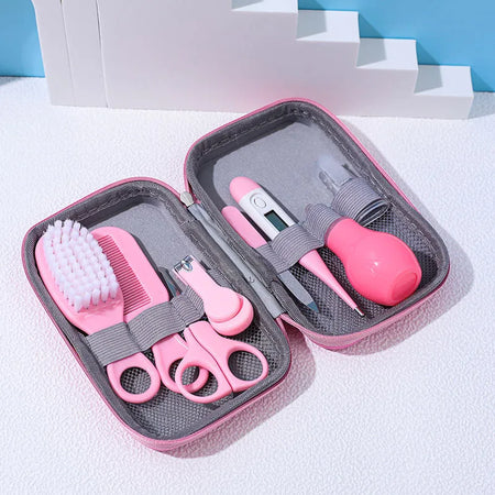 Baby Care Kit: Comprehensive Health &amp; Grooming Set for Newborns Pink 8PCS