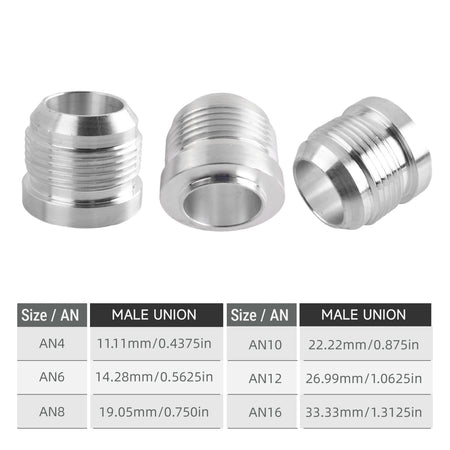 10 Piece Male Weld On AN Fitting Adapters for PTFE Fuel Line and Steel Tube by InterCyprus Trading Ltd