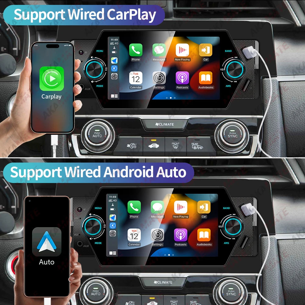 1 Din 5 Inch MP5 Car Radio - Wired CarPlay Android Auto