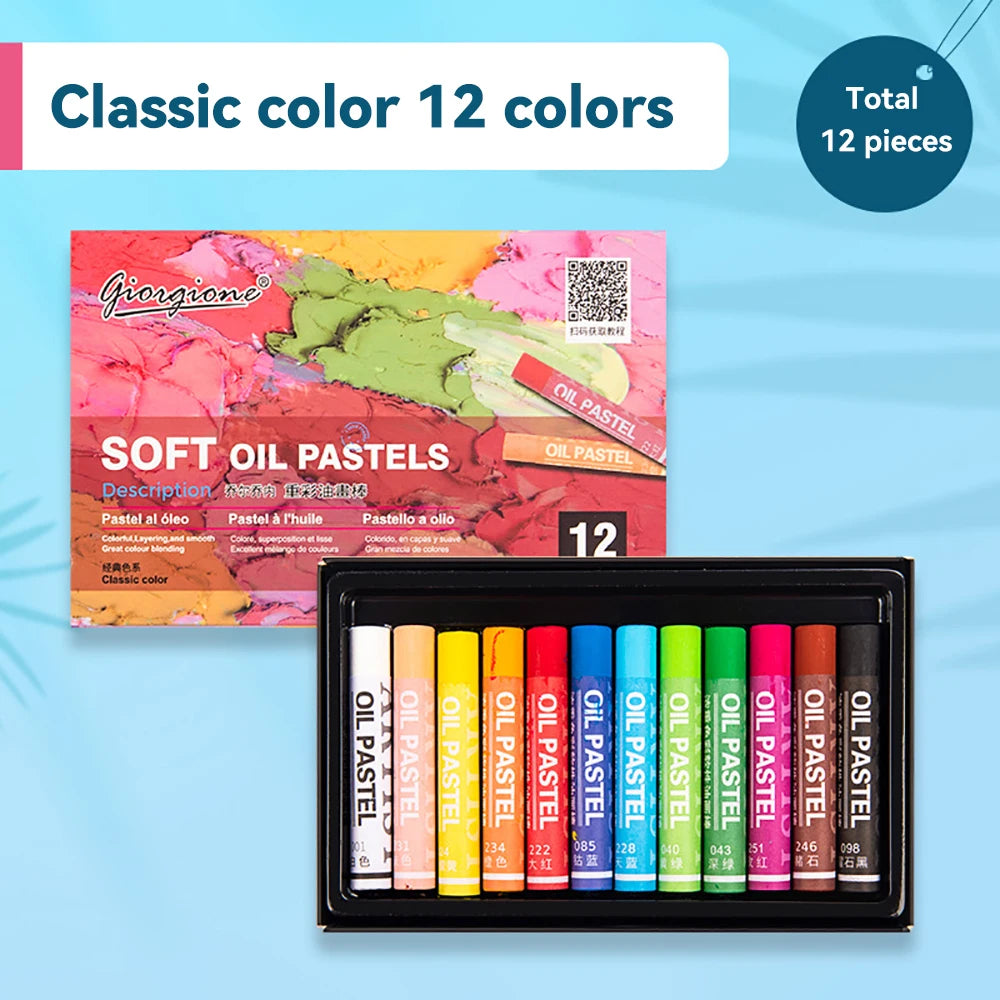 Artist Soft Oil Pastel Set &ndash; Non Toxic Washable Colors classic 12 colors