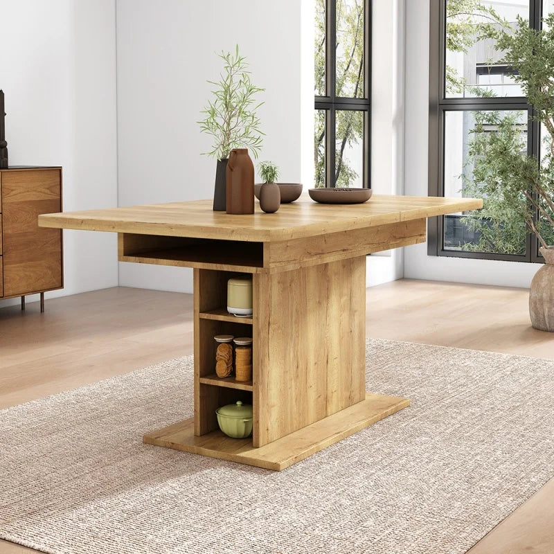 Extendable Modern Dining Table With Storage 110 By 70 Cm