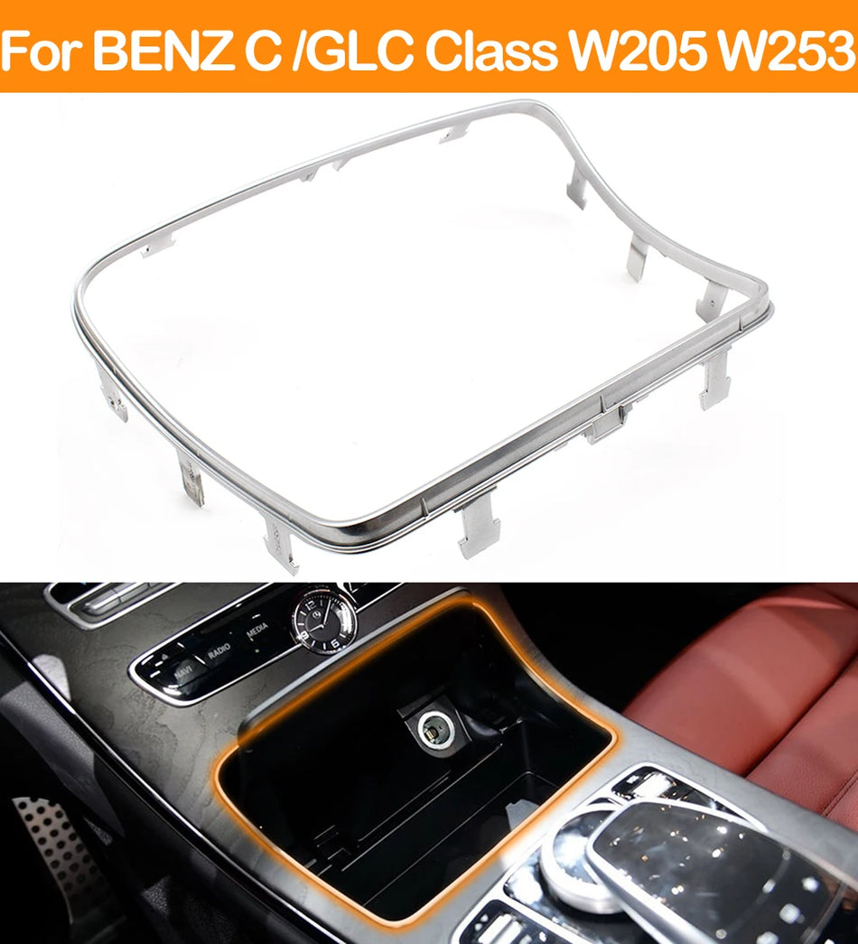 Cup Holder Chrome Trim Ashtray Front Console for Mercedes-Benz C-Class W205, GLC W253
