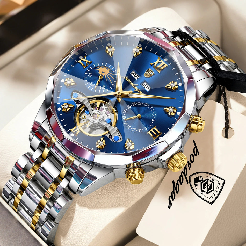 Holle Tourbillon Luxe Herenhorloge, RVS, Waterdicht