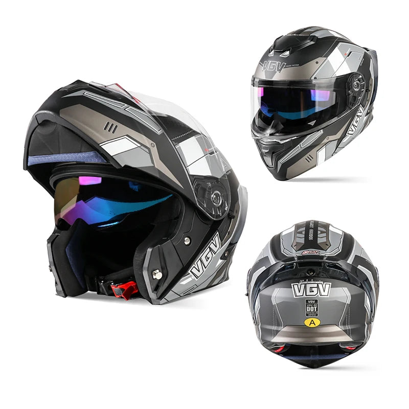 VGV Dual Lens Modular Flip Helmet for Ultimate Riding Safety