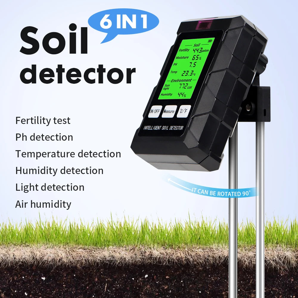 ST03 6 In 1 Digital Soil Tester - All-In-One PH Meter ST-03