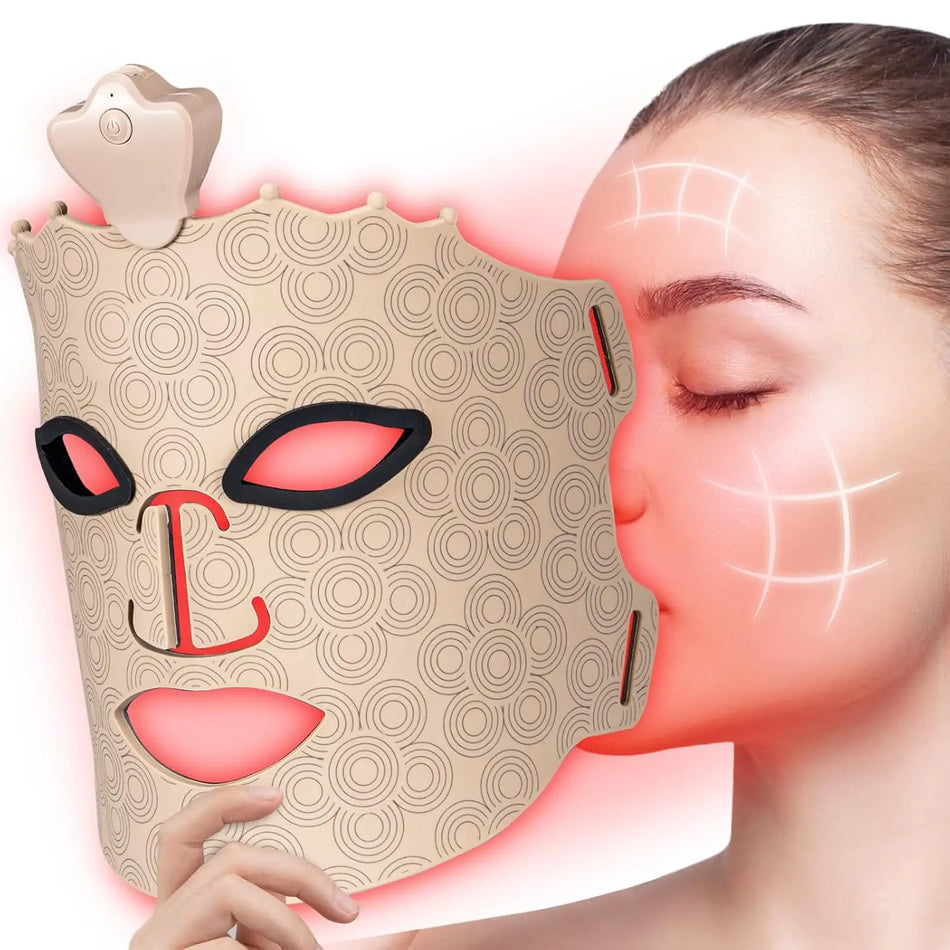 Silicone 7-Color LED Face Mask for Red Light Therapy, Anti-Aging Radiant Glow