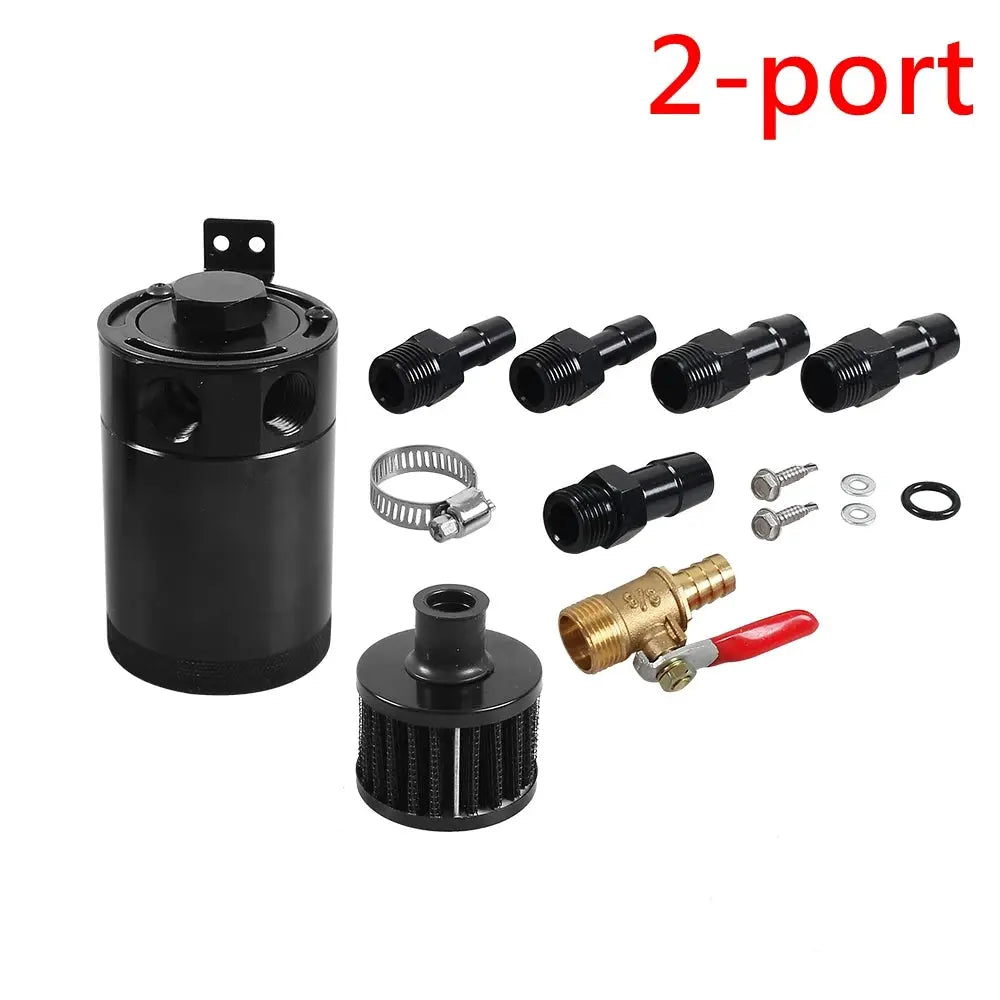 Universal Car Racing Baffled Aluminum 2-Port/3-Port Oil Catch Can Tank Reservoir Separator by InterCyprus Trading Ltd