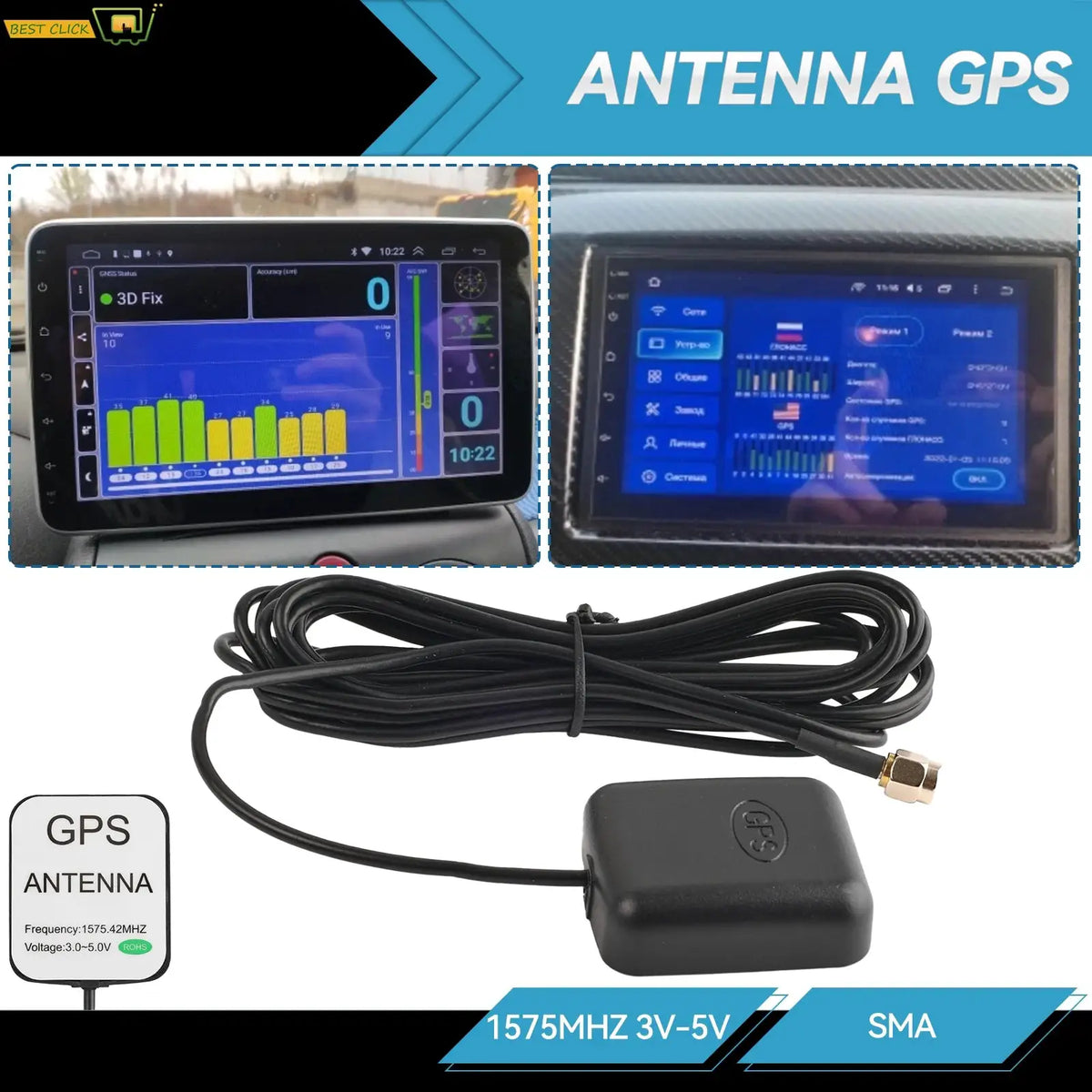 Car GPS Antenna SMA Connector 3 Meter Cable GPS Receiver Auto Aerial Adapter for Car Navigation Camera Player Locating Antenna by InterCyprus Trading Ltd