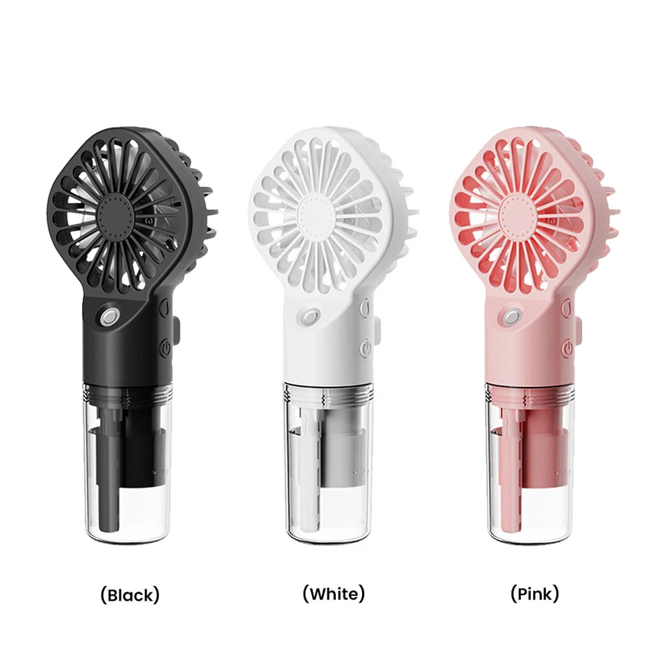 Ventilador de niebla portátil recargable con humidificador y 4 velocidades