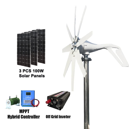 1000W Wind Turbine Generator with Solar Panel Power Supply Kit With Solar System / 1000W / CHINA | 24V