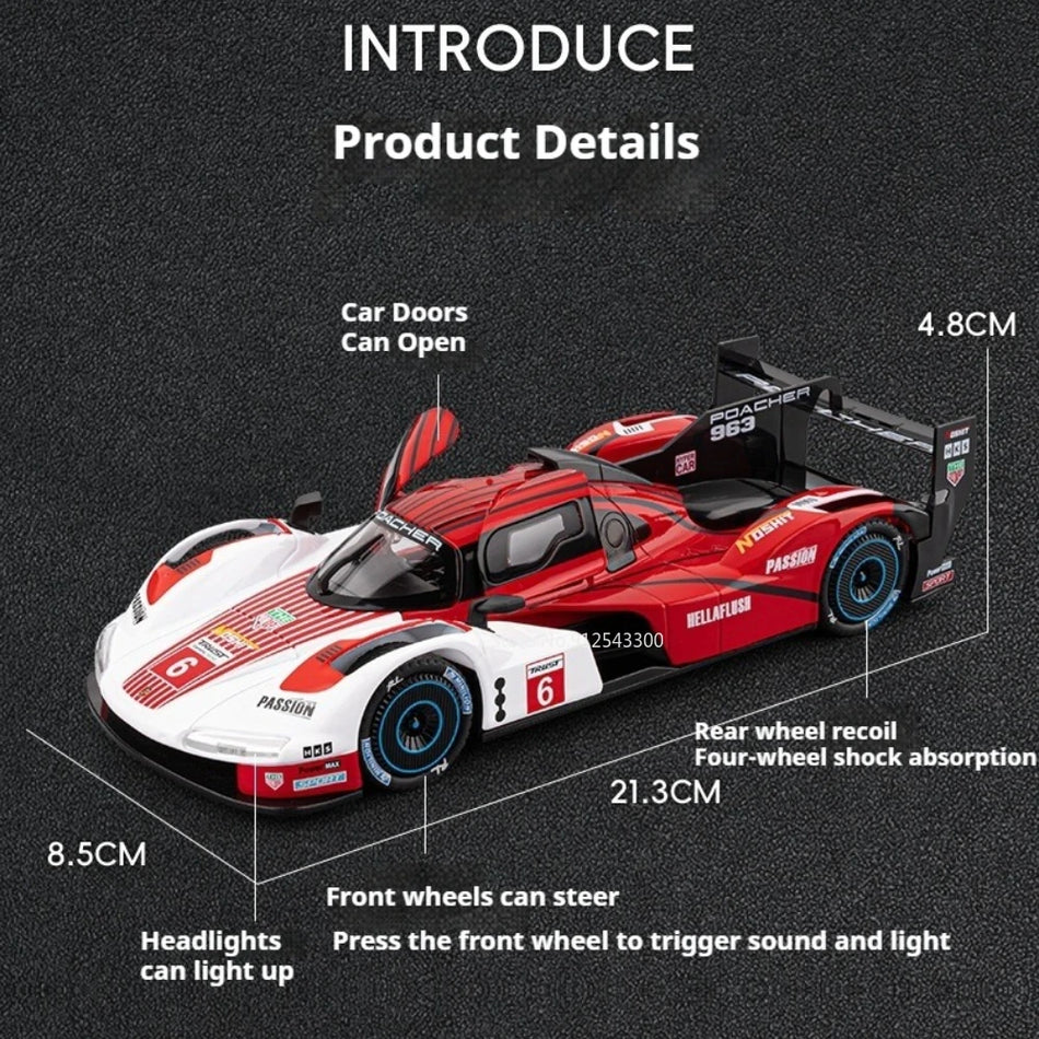 1:22 Meritev Diecast GTR Športni Avto Model z Zvokom in Svetlobo, Vrata se Odprejo