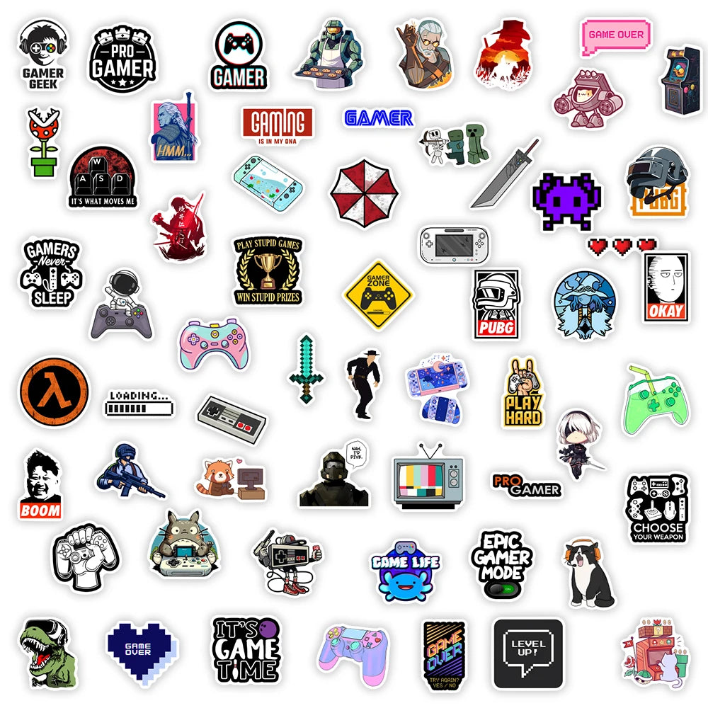 Cartoon Video Game Stickers - Fun DIY Decals for Kids and Adults