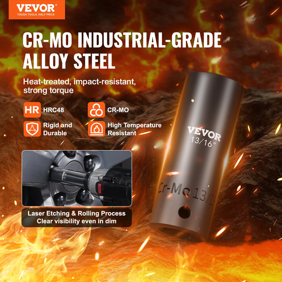 VEVOR Set di chiavi a bussola da tre ottavi a mezzo pollice 59 CrMo