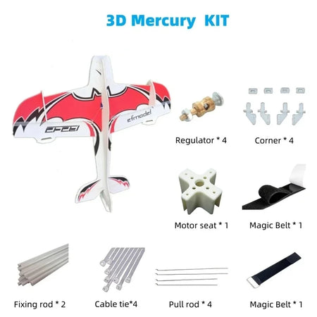 NoEnName_Null 3D Mercury Magic Board RC Aircraft - Beginner Friendly Fixed Wing Plane KIT Red and white