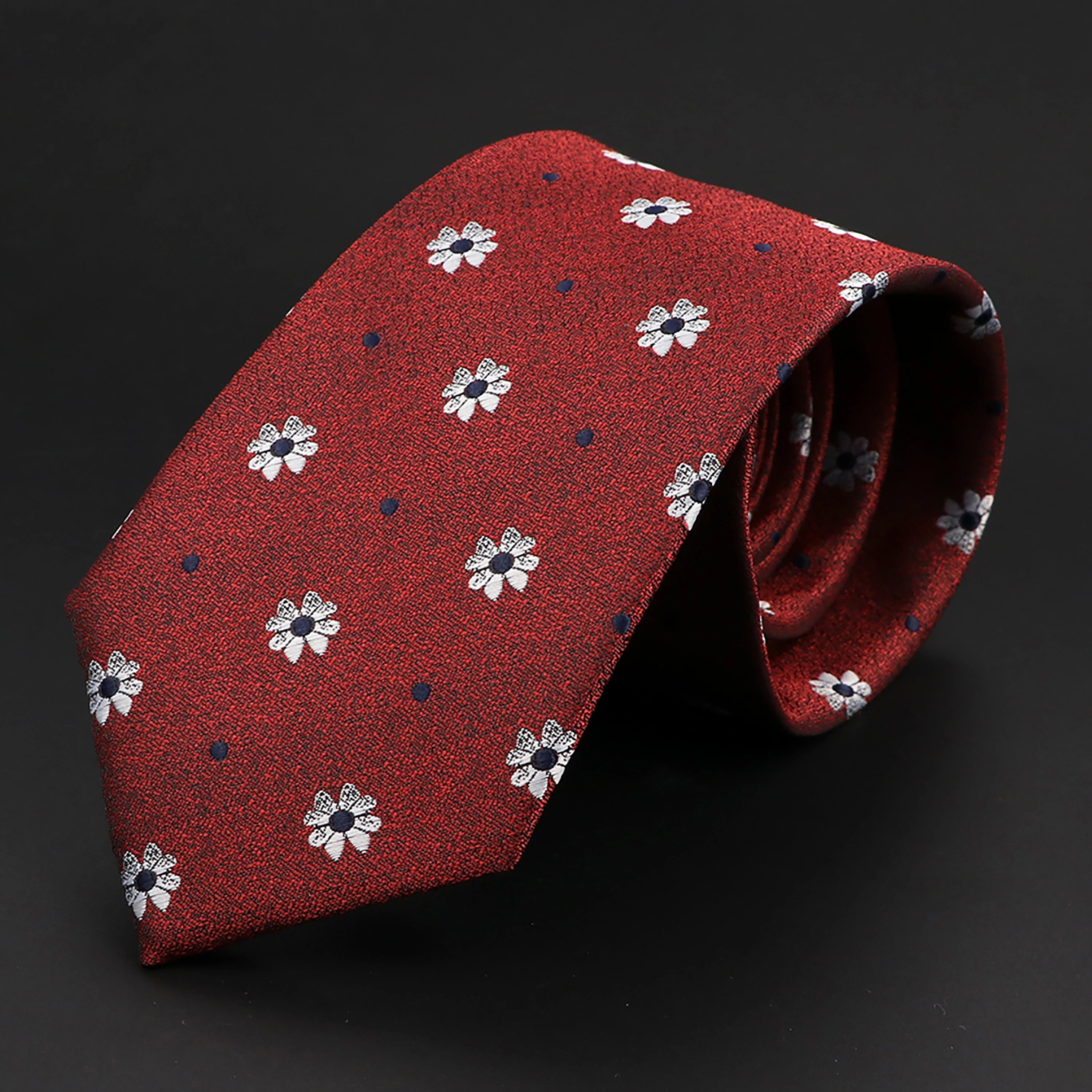 Dark Green Striped Floral Paisley Slim Necktie for Men