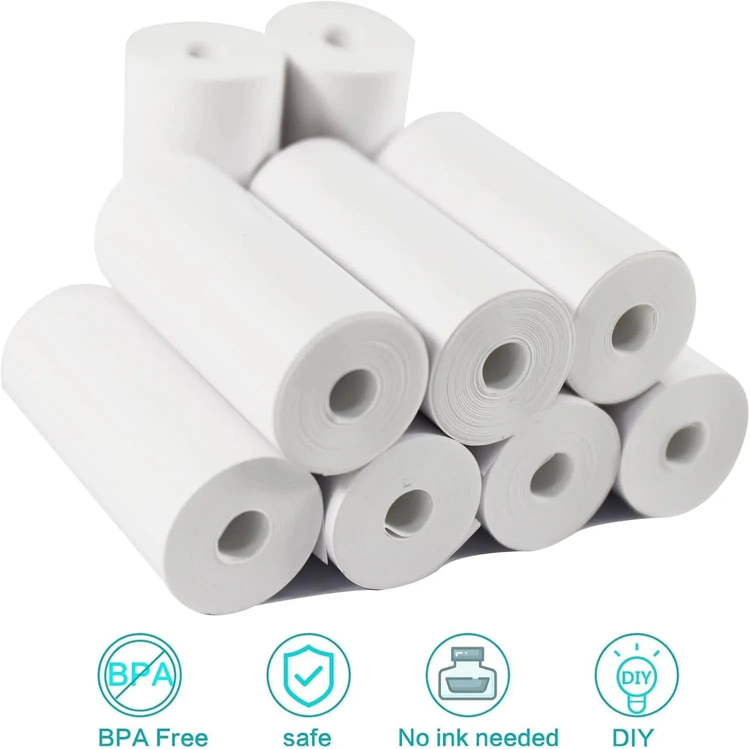 Kids Instant Camera Print Paper Rolls - White Non-Adhesive 57mm